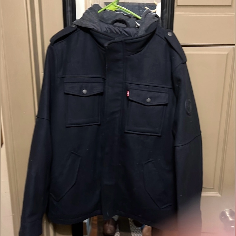 Levi's Men's Wool Blend Hooded Military Jacket
